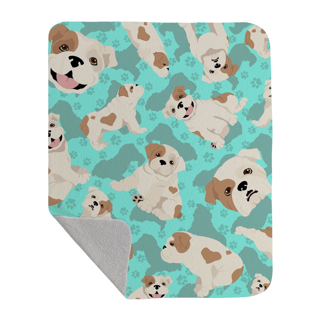 Edge Collections - 50" x 60" - Multicolor - Piebald English Bulldog Quilted Throw Blanket - 1 Piece